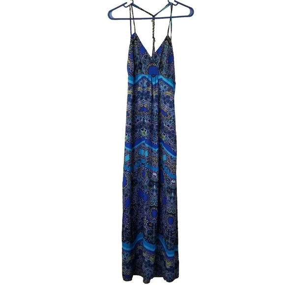 Laundry by Shelli Segal Maxi Dress Size 6 Womens Blue Purple Paisley Vneck - Picture 1 of 7